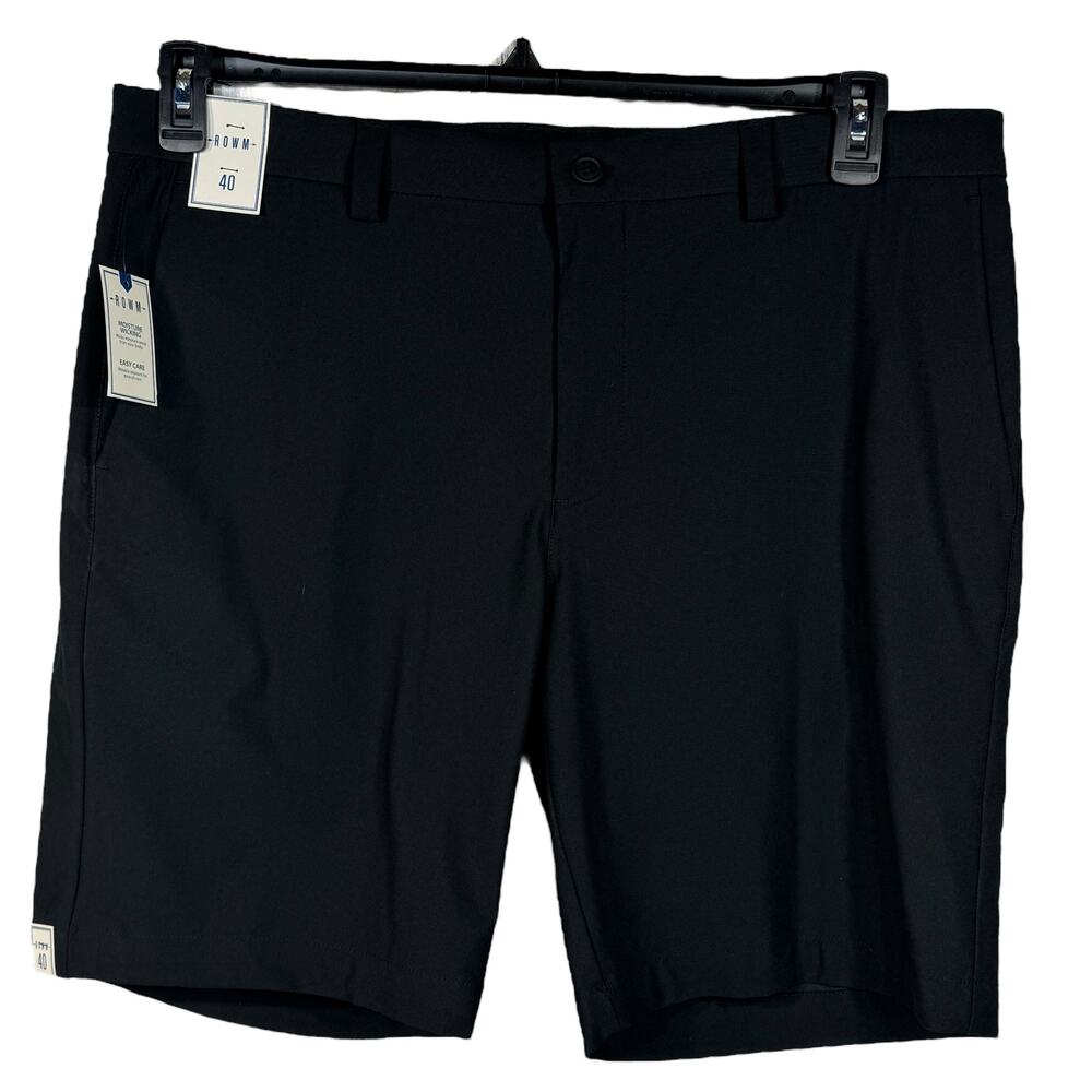 R.O.W.N. SZ 40 Mens Shorts Wicking Pockets Zip-Fly Stretch Easy Care Black New